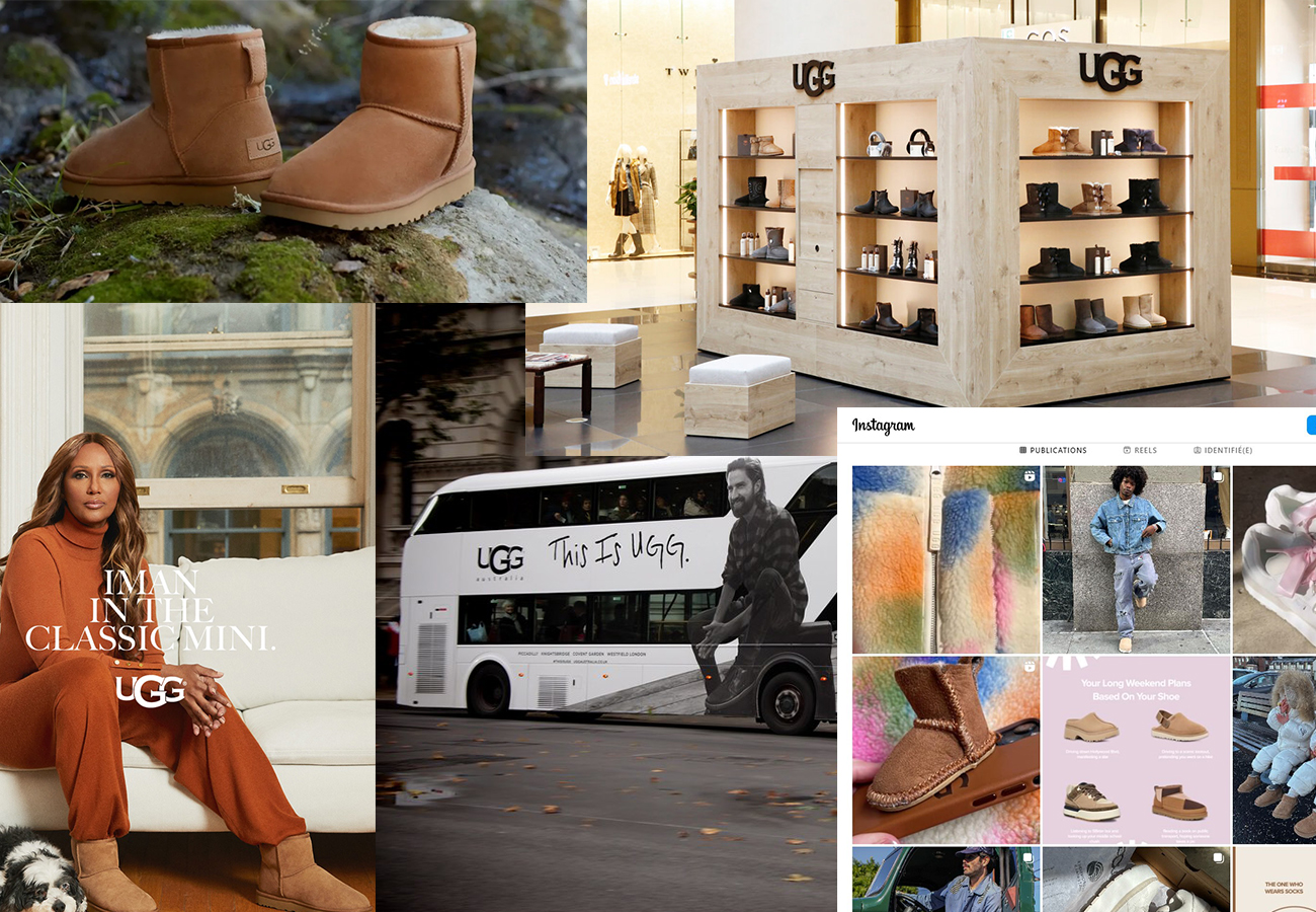 UGG mood board that gather elements of UGG brand identity as an example for our readers